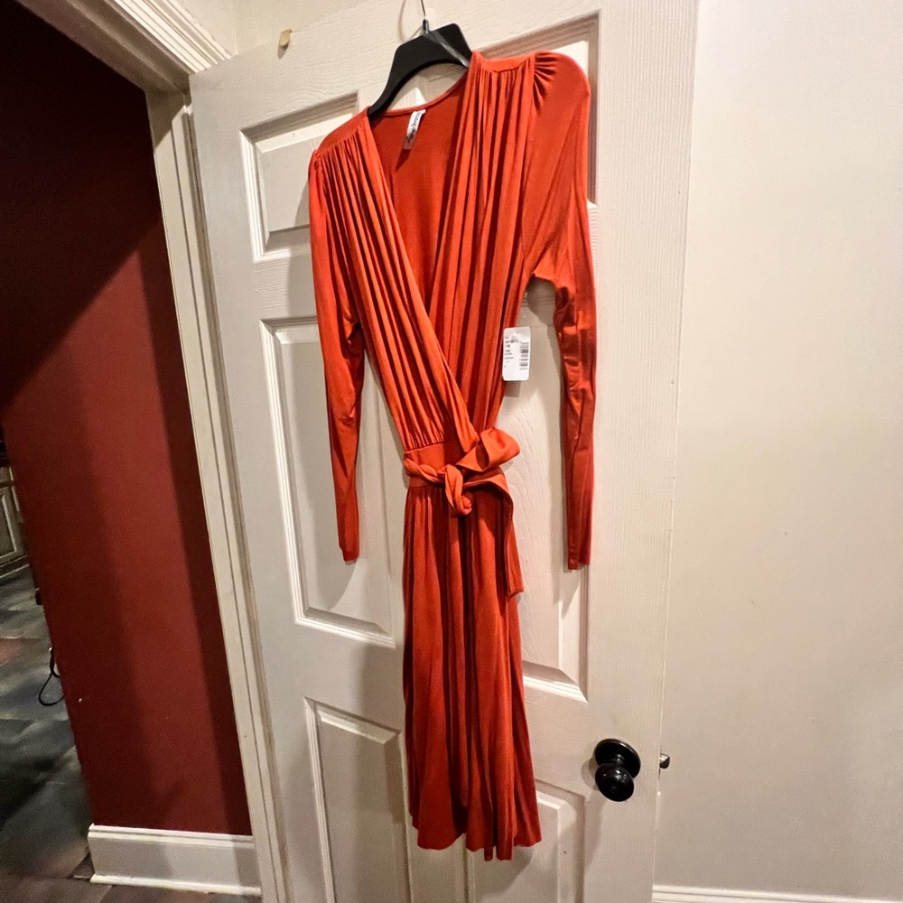 Elegant Rust Wrap Dress